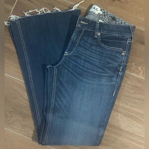 Ariat Blue Flare Wide Leg Jeans with Distressed Details